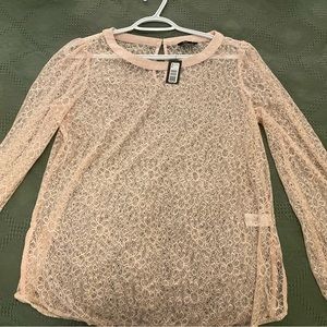 Brand New RW&Co pink lace blouse size medium.